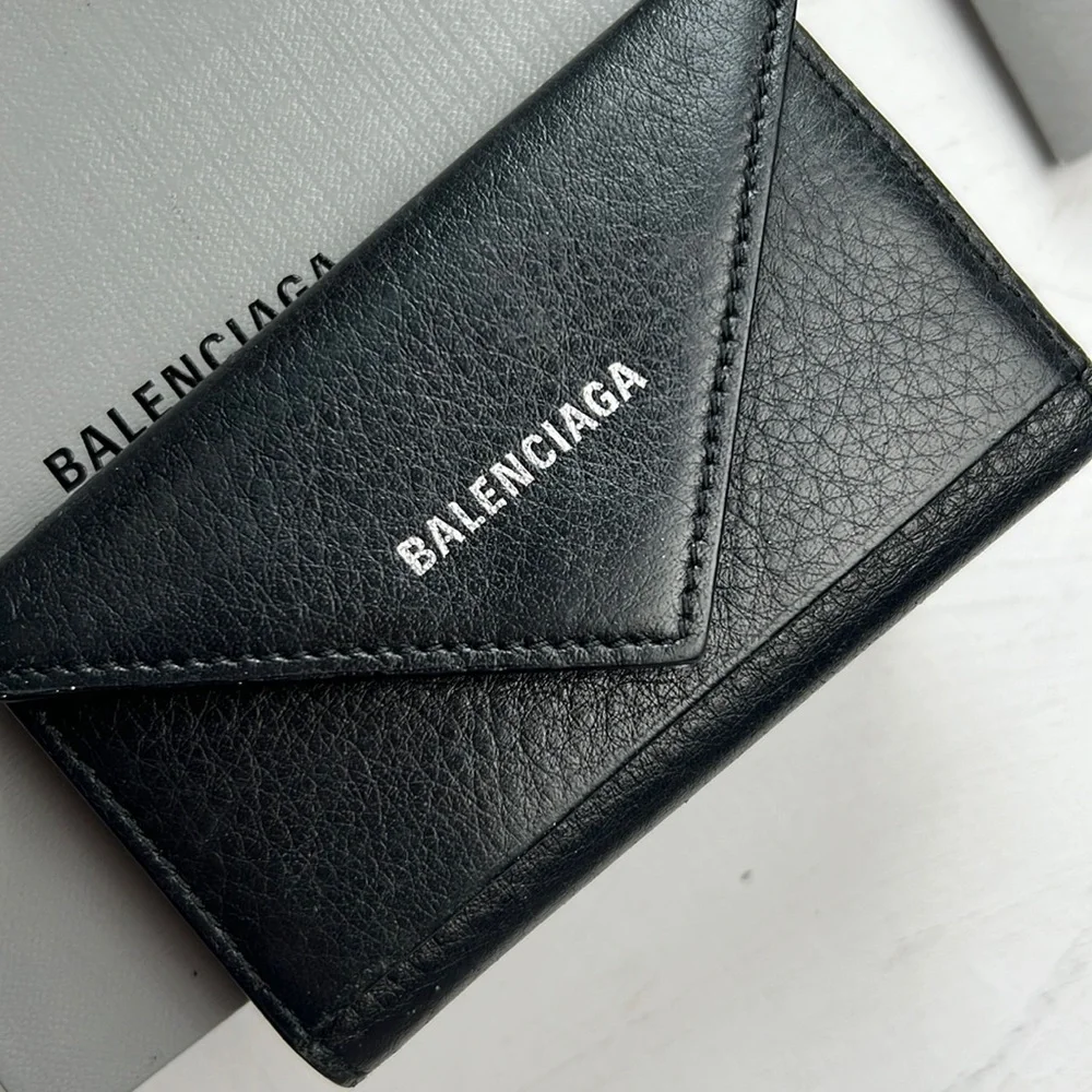 BALENCIAGA Papier Mini Leather Key Ring Case Auth.Black w.box, ribbon unisex